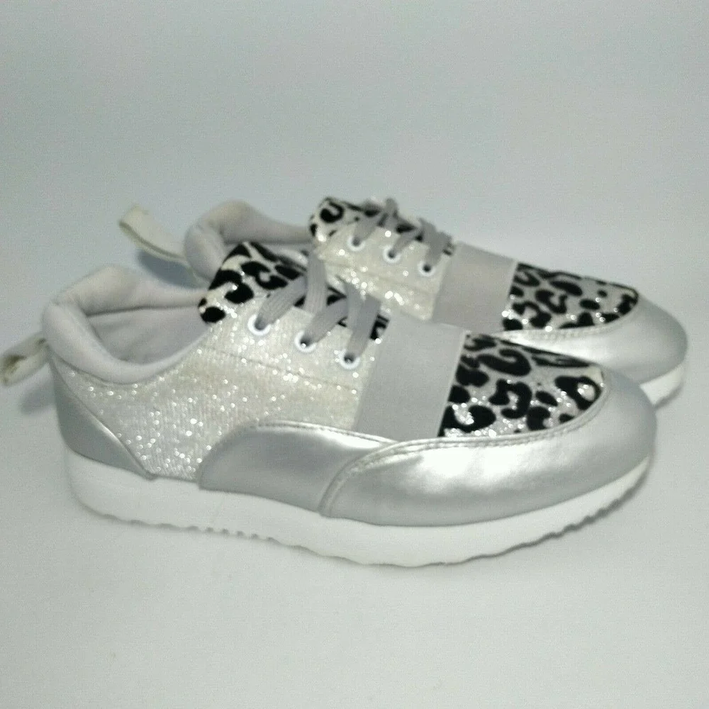 Twisted Slip in & Step Out Glitter Silver / Black Ladies Shoe Size 7.5